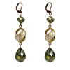 GREEN AND BEIGE COLOR GLASS BEAD EARRINGS