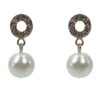 WHITE PEARL AND CRYSTAL EARRINGS