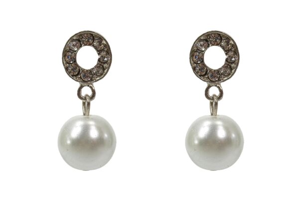 WHITE PEARL AND CRYSTAL EARRINGS