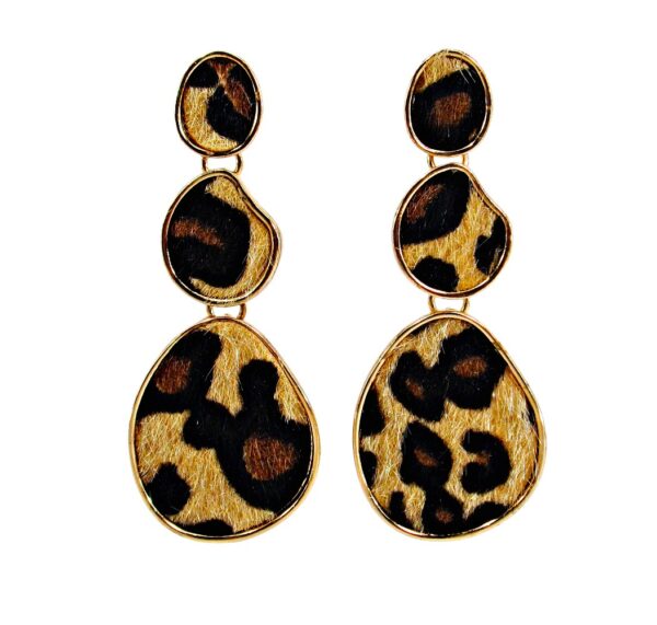 ANIMAL PRINT TRIPLE DROP EARRINGS