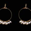 GOLD HOOP EARRINGS WITH SMALL WHITE DANGLING BEADS - Image 2