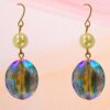 BLUE GLASS AND WHITE PEARL EARRINGS - Image 3