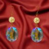 BLUE GLASS AND WHITE PEARL EARRINGS - Image 5