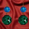 GREEN AND BLUE GLASS BEAD EARRINGS - Image 2
