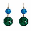 GREEN AND BLUE GLASS BEAD EARRINGS