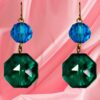 GREEN AND BLUE GLASS BEAD EARRINGS - Image 4