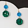 GREEN AND BLUE GLASS BEAD EARRINGS - Image 6