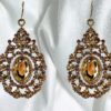 GOLD CRYSTAL ROYALTY TEARDROP SHAPE EARRINGS - Image 5