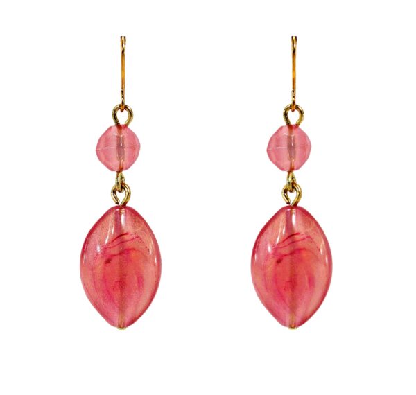 PEACH TONE SWIRL FINISH DOUBLE BEAD EARRINGS
