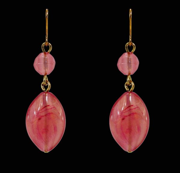 PEACH TONE SWIRL FINISH DOUBLE BEAD EARRINGS - Image 6