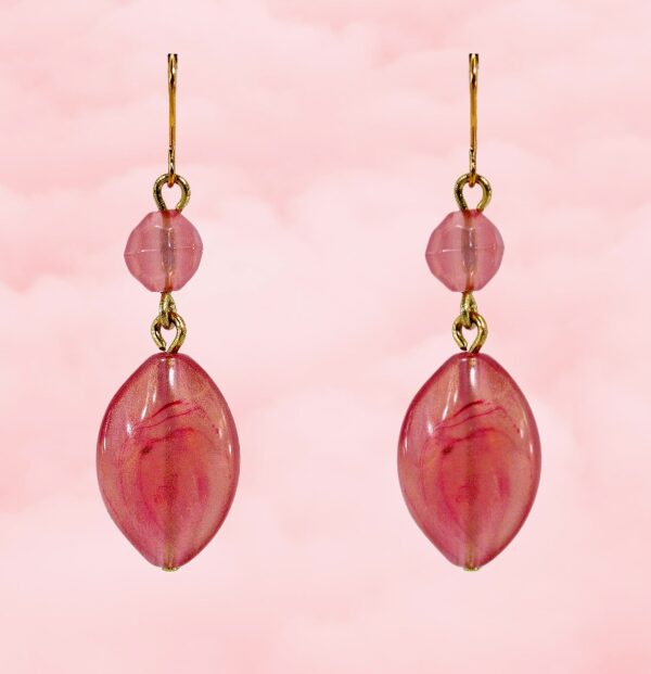 PEACH TONE SWIRL FINISH DOUBLE BEAD EARRINGS - Image 5