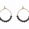 GOLD HOOP EARRINGS WITH GRAY STONE BEADS - Image 10