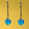 AQUA BLUE GLASS BEAD EARRINGS - Image 2
