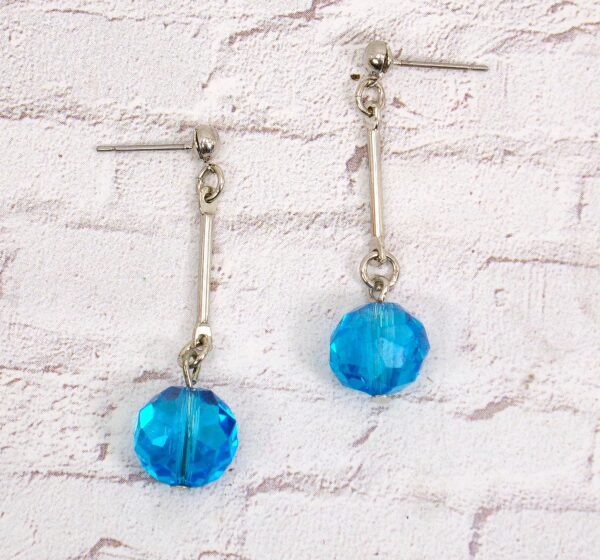 AQUA BLUE GLASS BEAD EARRINGS - Image 5