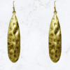 LONG METAL TEARDROP SHAPE EARRINGS IN A BURNISHED GOLD FINISH - Image 6