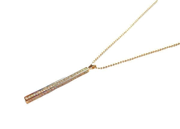 golden bar necklace encrusted with diamonds