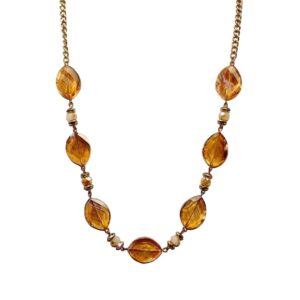 ORANGE COLOR GLASS BEADED NECKLACE