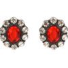 RED AND CLEAR OVAL CRYSTAL EARRINGS