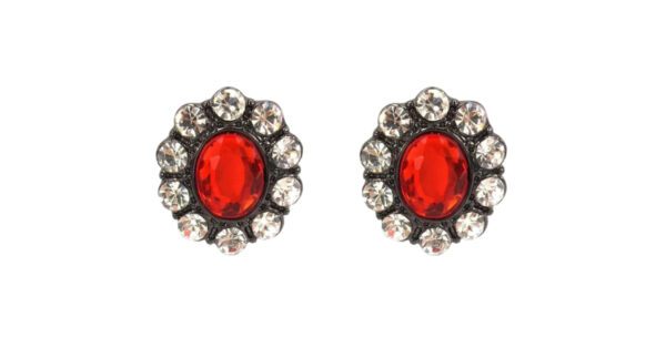 RED AND CLEAR OVAL CRYSTAL EARRINGS