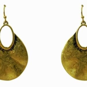 pair of golden earrings with rough finish