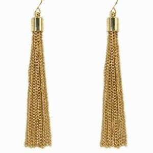 earrings with golden chain tassels