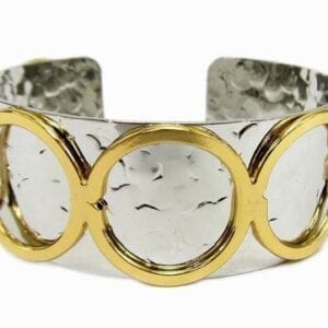 silver bracelet with golden circle design