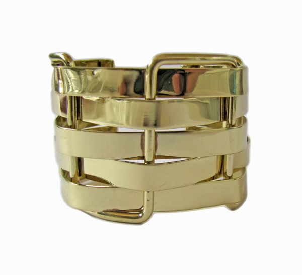 golden bracelet with woven bars design