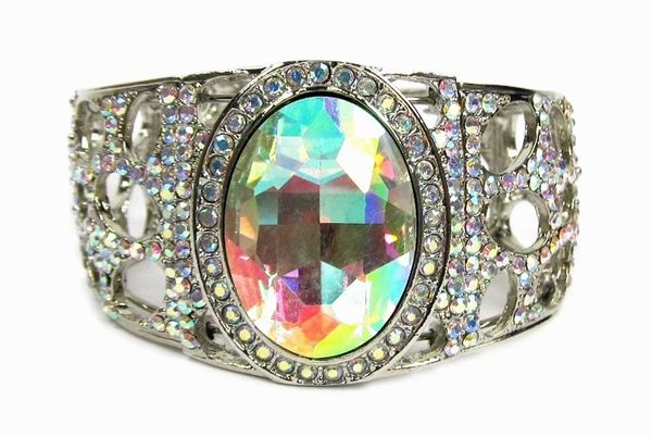 bangle with large rainbow-colored crystals