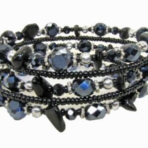 bracelet with dark crystals and black beads