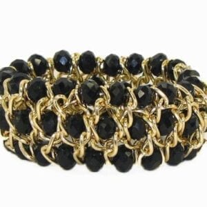 bracelet with gold wiring and black crystals