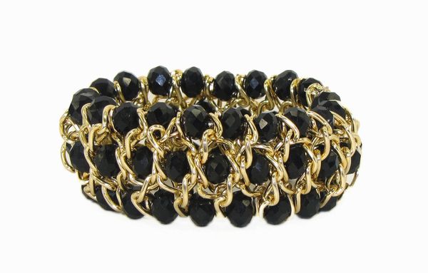 bracelet with gold wiring and black crystals