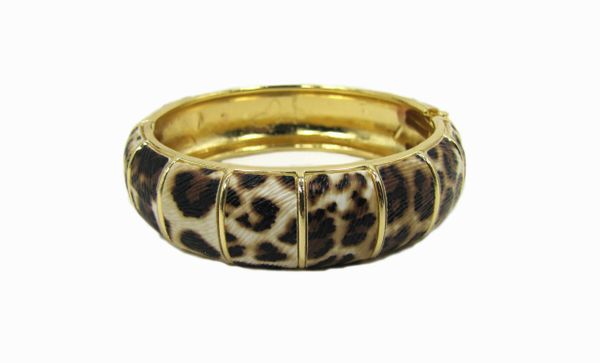 gold bracelet with animal print design