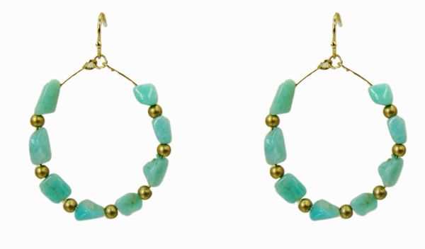 circular earrings with pale jade beads