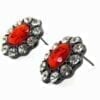 RED AND CLEAR OVAL CRYSTAL EARRINGS - Image 2