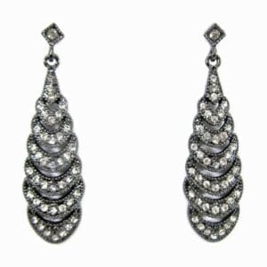 layered teardrop earring with white crystals