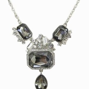 necklace with dark crystal gemstones
