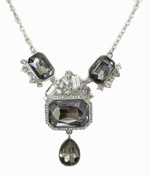 necklace with dark crystal gemstones