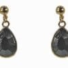 pair of earrings with dark stones