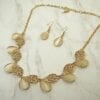 WHITE CATS EYE & CRYSTAL NECKLACE SET - Image 5
