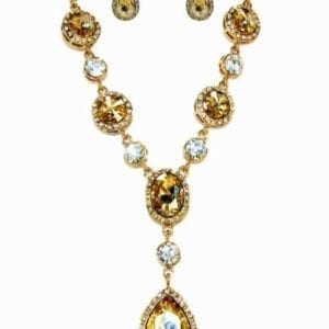 necklace with topaz and diamond crystals