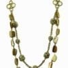 layered necklace with metal balls and banded flat beads