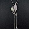 LONG CRYSTAL LEAF LARIAT NECKLACE WITH CAT EYE STONE - Image 3