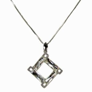 silver necklace pendant with geometric design