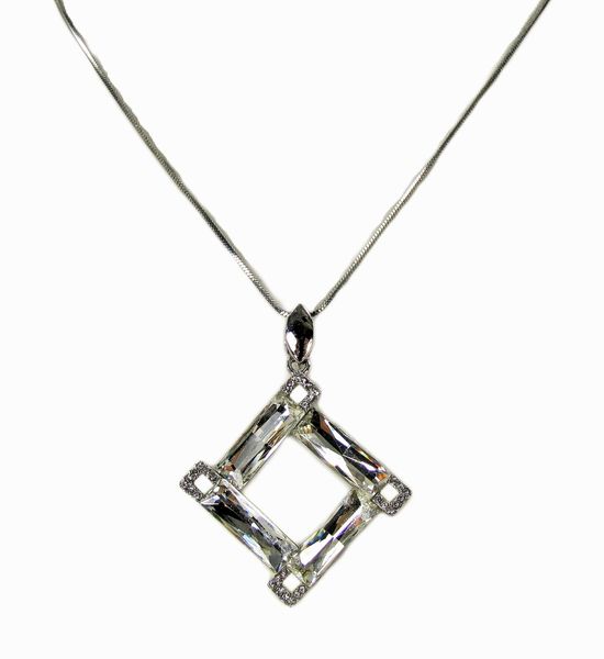 silver necklace pendant with geometric design