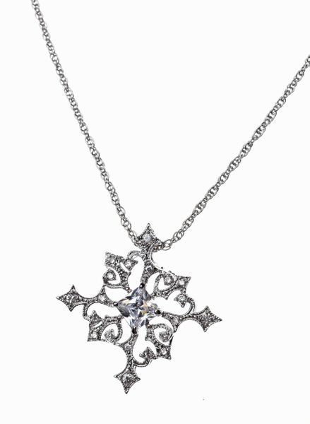 silver necklace pendant with arrow design