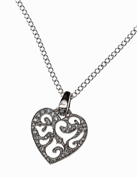 necklace pendant with hearts and swirls