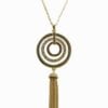 necklace with concentric pendants and brown tassel