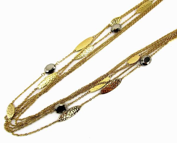 Layers of gold and black diamond glass necklace