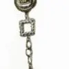segment of a silver chain necklace with metal beads shaped like square and circles