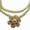 FLOWER PENDANT DOUBLE ROW PEARL NECKLACE - Image 2